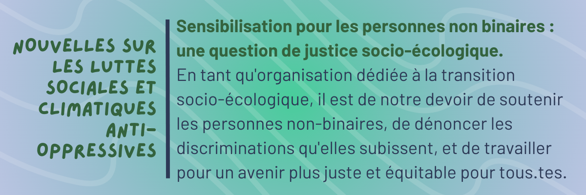 Soutenir les personnes non binanires une question de justice socio-écologique